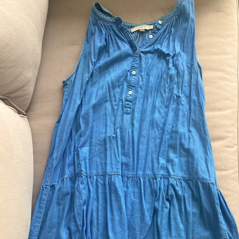Ann Taylor Loft Chambray Short Swing Dress